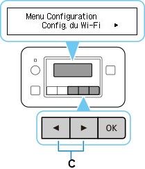 Écran Menu Configuration : sélectionnez Configuration Wi-Fi